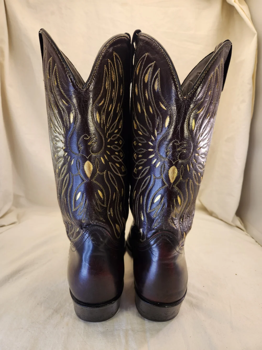 Acme VTG 1980’s Thunderbird EAGLE Inlay BLACK CHERRY Rockabilly Boots Men’s 13 D